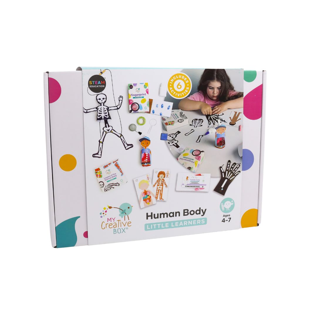 My Creative Box Little Learners Human Body Activity Box. Science, Arts, Craft, STEAM, Learning and 4 - 7 years Educational Fun. Kids Gift and Subscription Box