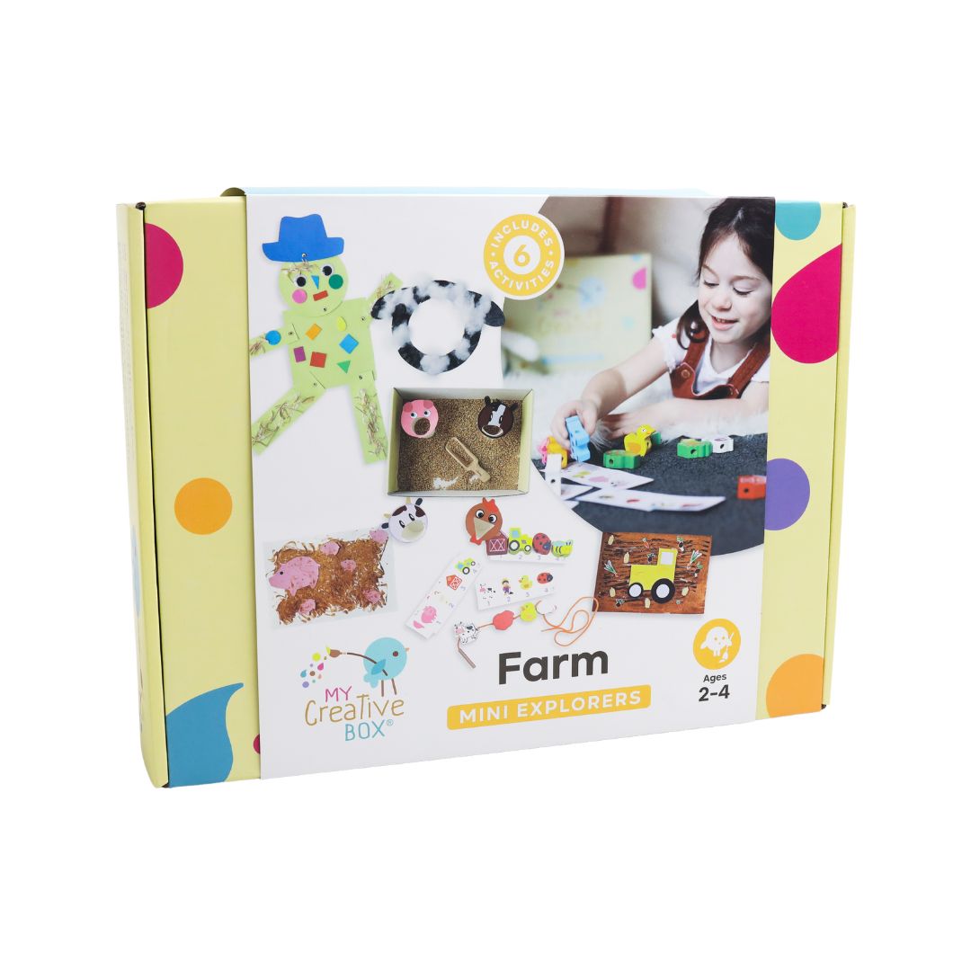 My Creative Box Mini Explorers Farm Activity Box. Arts, Craft, Science, Sensory, Coordination, STEM, Learning and 2-4 years Toddler Educational Fun. Animal Craft and Games. Subscription and Gift Activity Box available. 
