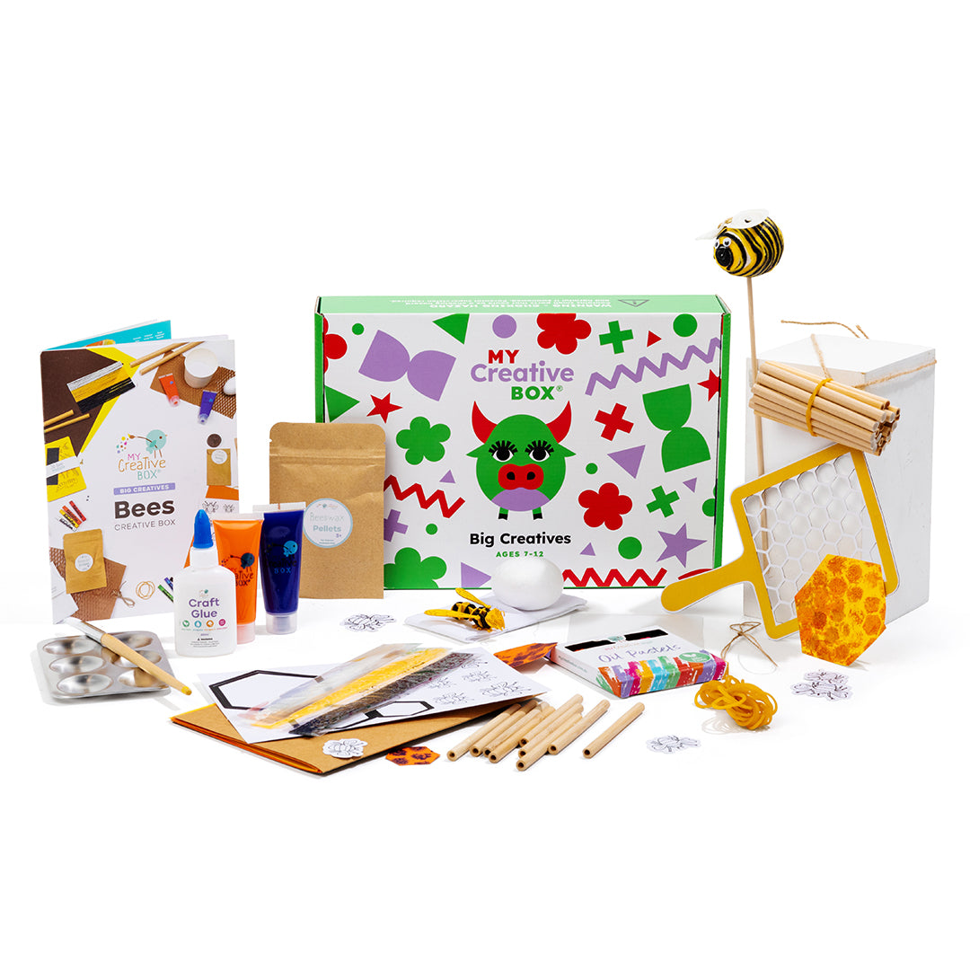 My Creative Box Big Creatives Bees Activity Box. Arts, Craft, Science, STEM, Learning and 8-10 years Educational Fun. Kids Gift. Kids Subscription Box.
